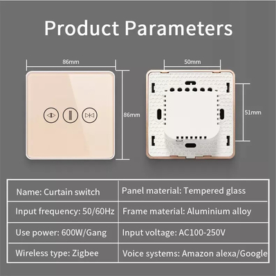 Commutateur de rideau intelligent Wifi/Zigbee Contrôle vocal Google Assistant Commutateur d'écran tactile standard UE