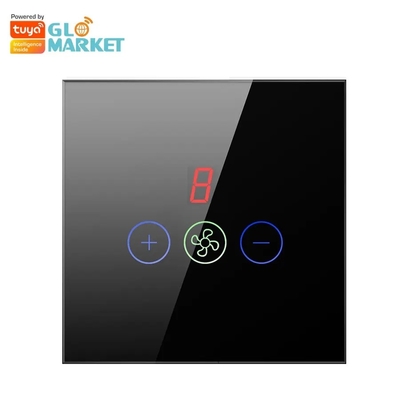 Glomarket Tuya Smart Wifi Commutateur de ventilateur de plafond Eu Standard Glass Touch Wall App Télécommande Commutateur de vitesse électrique du ventilateur