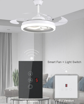 Glomarket Tuya Wifi Fan Light Switch Touch 3 en 1 Commutateur 5 réglage de vitesse Commutateur de ventilateur de plafond Pour Alexa Google Home