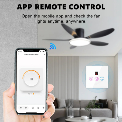 Glomarket Tuya Wifi Fan Light Switch Touch 3 en 1 Commutateur 5 réglage de vitesse Commutateur de ventilateur de plafond Pour Alexa Google Home
