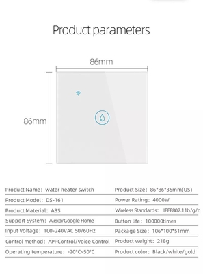 Glomarket Smart Home télécommande vocale panneau tactile chauffe-eau commutateur Tuya Wireless Wifi boiler commutateur
