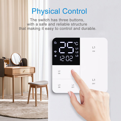 Glomarket Tuya Wifi Smart Wall Light Switch 1/2/3 Gang Support Contrôle vocal / application / tactile avec écran d'affichage de température