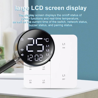 Glomarket Tuya Wifi Smart Wall Light Switch 1/2/3 Gang Support Contrôle vocal / application / tactile avec écran d'affichage de température