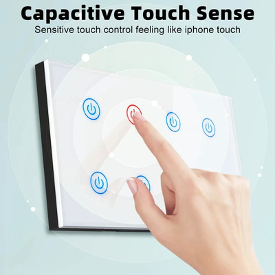 Glomarket Smart Home 8 Gang Wall Switch US Standard Tuya Voice APP télécommande sans fil Commutateur de lumière tactile sur le mur