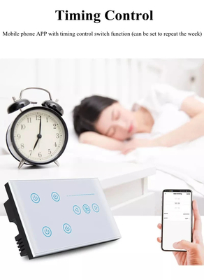 Glomarket Tuya Smart Touch Switch Sur le mur, panneau en verre, éclairage électrique et ventilateur, commutateur Smart Life, contrôle vocal Alexa