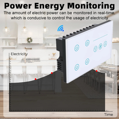 Glomarket Tuya Smart Touch Switch Sur le mur, panneau en verre, éclairage électrique et ventilateur, commutateur Smart Life, contrôle vocal Alexa