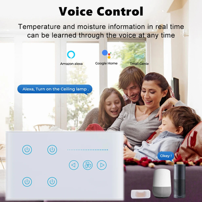 Glomarket Tuya Smart Touch Switch Sur le mur, panneau en verre, éclairage électrique et ventilateur, commutateur Smart Life, contrôle vocal Alexa