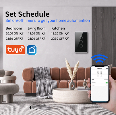 Glomarket Tuya Smart Switch Wifi US Commutateur électrique de mur Google Home Alexa Lamp Light Touch Commutateur de commande d'application