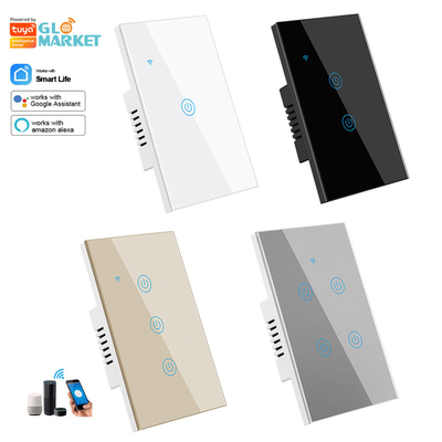 Glomarket Produits de nouveau design Tuya Smart Wifi Switch Wall Us Standard Panel tactile en verre éclairage Support de commande à distance d'application