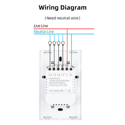 Glomarket Produits de nouveau design Tuya Smart Wifi Switch Wall Us Standard Panel tactile en verre éclairage Support de commande à distance d'application