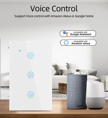 Glomarket Produits de nouveau design Tuya Smart Wifi Switch Wall Us Standard Panel tactile en verre éclairage Support de commande à distance d'application
