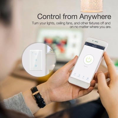 Glomarket Produits de nouveau design Tuya Smart Wifi Switch Wall Us Standard Panel tactile en verre éclairage Support de commande à distance d'application