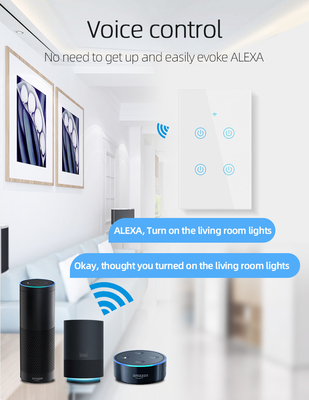 Glomarket Produits de nouveau design Tuya Smart Wifi Switch Wall Us Standard Panel tactile en verre éclairage Support de commande à distance d'application