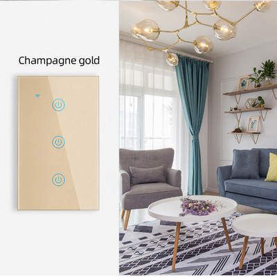 Glomarket Produits de nouveau design Tuya Smart Wifi Switch Wall Us Standard Panel tactile en verre éclairage Support de commande à distance d'application