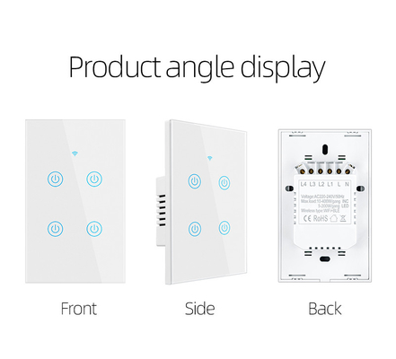 Glomarket Produits de nouveau design Tuya Smart Wifi Switch Wall Us Standard Panel tactile en verre éclairage Support de commande à distance d'application