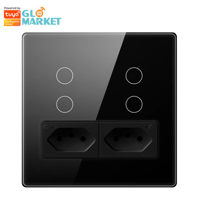 Glomarket Smart Wifi Brésil Standard Smart Home Tuya Smart 4 Gang Switch et prise Wifi Smart Socket fonctionne avec Alexa