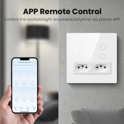 Glomarket Smart Wifi Brésil Standard Smart Home Tuya Smart 4 Gang Switch et prise Wifi Smart Socket fonctionne avec Alexa