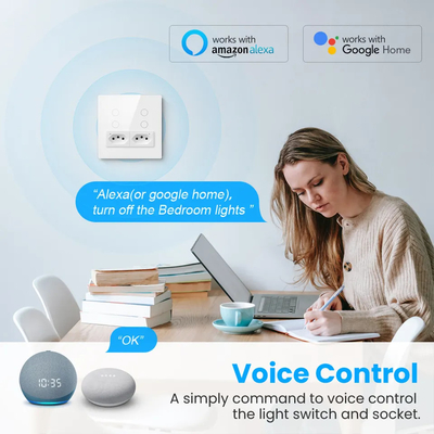 Glomarket Smart Wifi Brésil Standard Smart Home Tuya Smart 4 Gang Switch et prise Wifi Smart Socket fonctionne avec Alexa