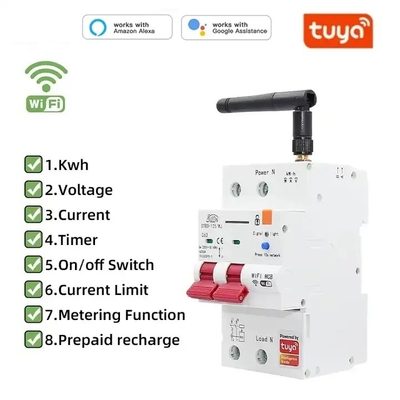 Glomarket Disjoncteur Wifi Smart Switch Tuya Smart 1p 2p 3p 4p Système domestique intelligent Circuit électrique 4P Disjoncteur intelligent MCB