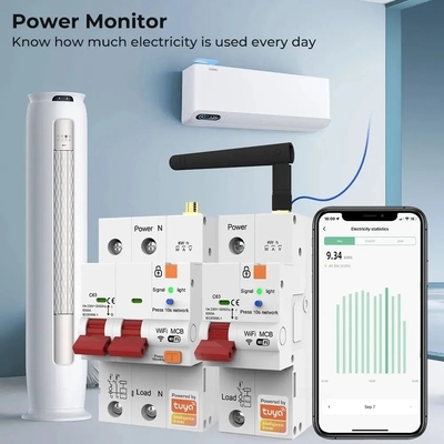 Glomarket Disjoncteur Wifi Smart Switch Tuya Smart 1p 2p 3p 4p Système domestique intelligent Circuit électrique 4P Disjoncteur intelligent MCB