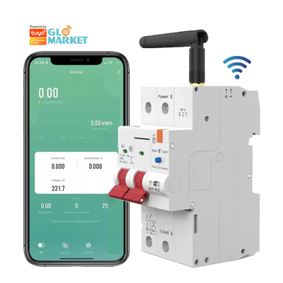 Glomarket Disjoncteur Wifi Smart Switch Tuya Smart 1p 2p 3p 4p Système domestique intelligent Circuit électrique 4P Disjoncteur intelligent MCB