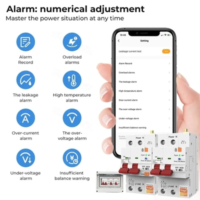 Glomarket Disjoncteur Wifi Smart Switch Tuya Smart 1p 2p 3p 4p Système domestique intelligent Circuit électrique 4P Disjoncteur intelligent MCB