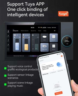 Glomarket Tuya 10 pouces Panneau de commande central avec musique 2 gang relais 2 voies haut-parleurs multi-fonctionnels Smart Home Produits