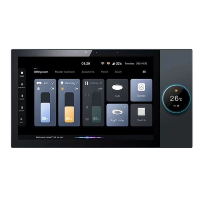 Glomarket Tuya 10 pouces Panneau de commande central avec musique 2 gang relais 2 voies haut-parleurs multi-fonctionnels Smart Home Produits